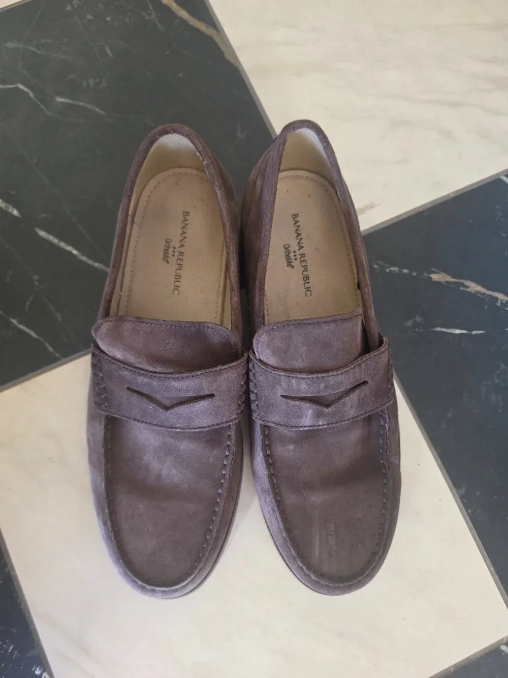 Banana Republic Dellbrook Suede Penny Loafers Dark Brown Men’s Size 10.5 EUC